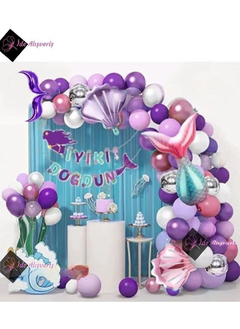 Store Mermaid Banner Luxury Birthday Party Set Birthday Decoration  - Image 1