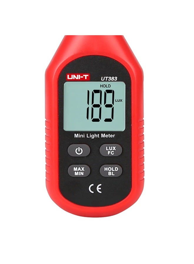 UNI-T UT383 Light Meter Lux Meter Lumens Digital Illuminance Meter 0~199,900 Lux (0~18,500 FC) Foot Candles Luxmeter for Film Photography Plants Photometer Lighting Intensity Brightness Measurement