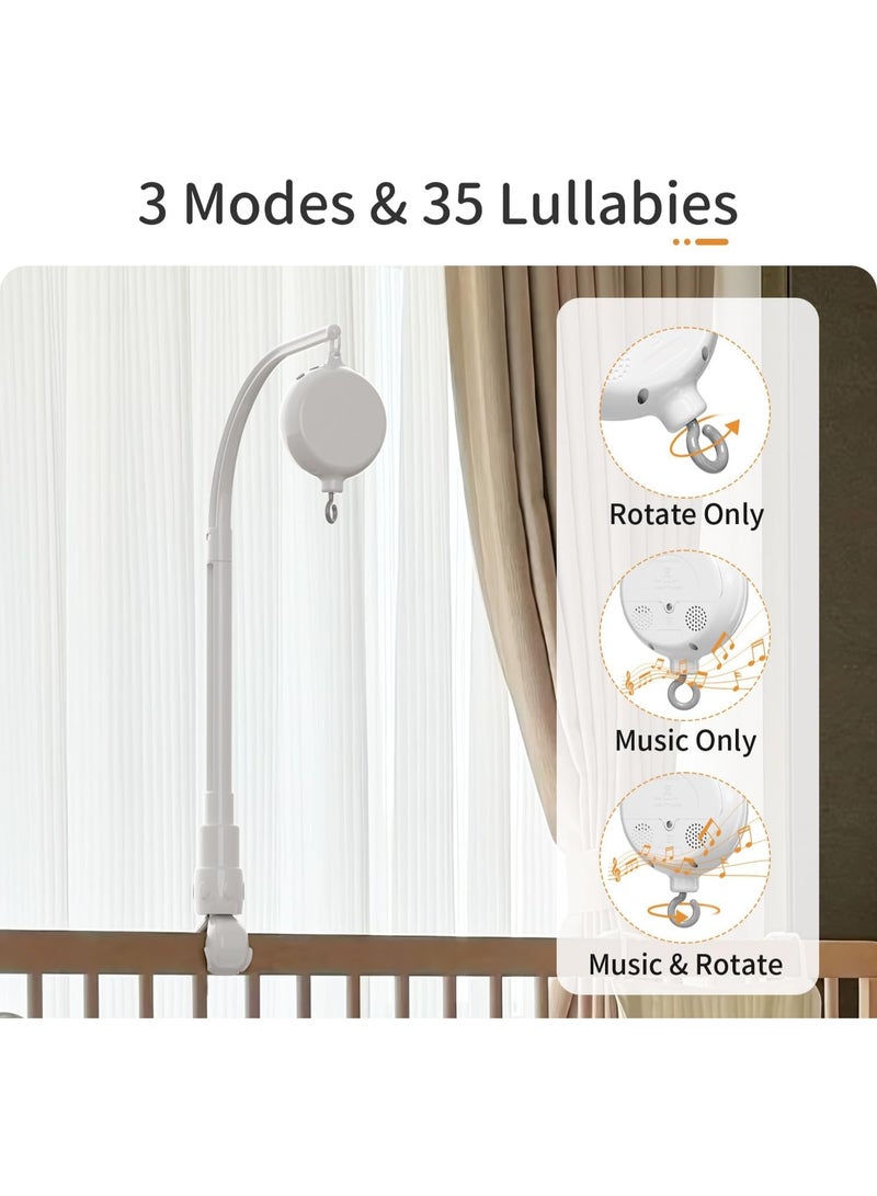 Baby Crib Mobile Arm with Music Box Spin Motor,23 Inch,Volume Control,3 Modes(Turn & Music,Turn Only, Music Only),Nursery Decor Hanger,Holder for DIY Clamp Mobile,35 Lullabies,30 Min Auto-Off - Image 5