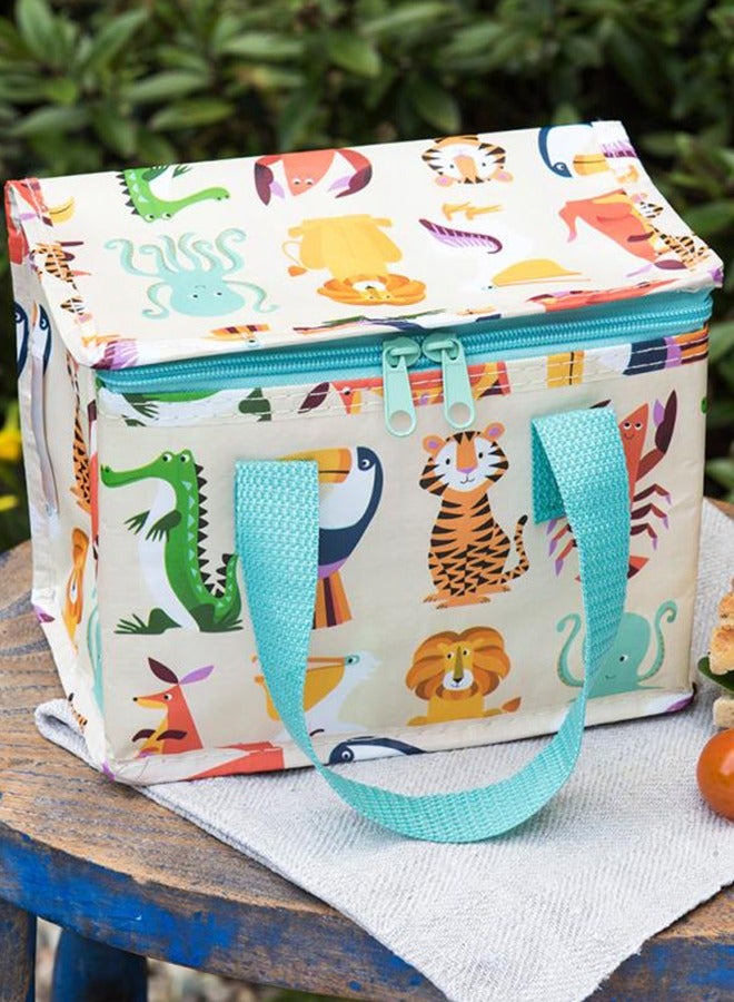 Rex London Colourful Creatures Insulated Lunch Bag – Kids Lunch Carrier with Bright Animal Design – Great for School Meals and Snacks - Image 1