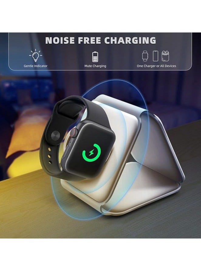 3 in 1 Wireless Charger,Magnetic Foldable Charging Station,Fast Wireless Charging Pad (WHITE) - Image 3