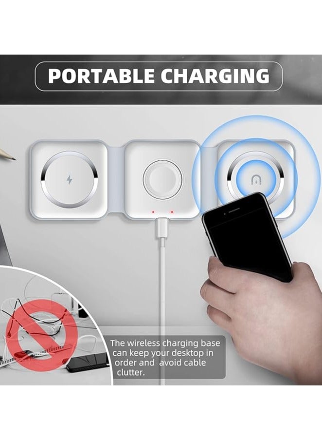 3 in 1 Wireless Charger,Magnetic Foldable Charging Station,Fast Wireless Charging Pad (WHITE) - Image 4