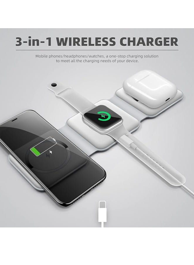 3 in 1 Wireless Charger,Magnetic Foldable Charging Station,Fast Wireless Charging Pad (WHITE) - Image 5