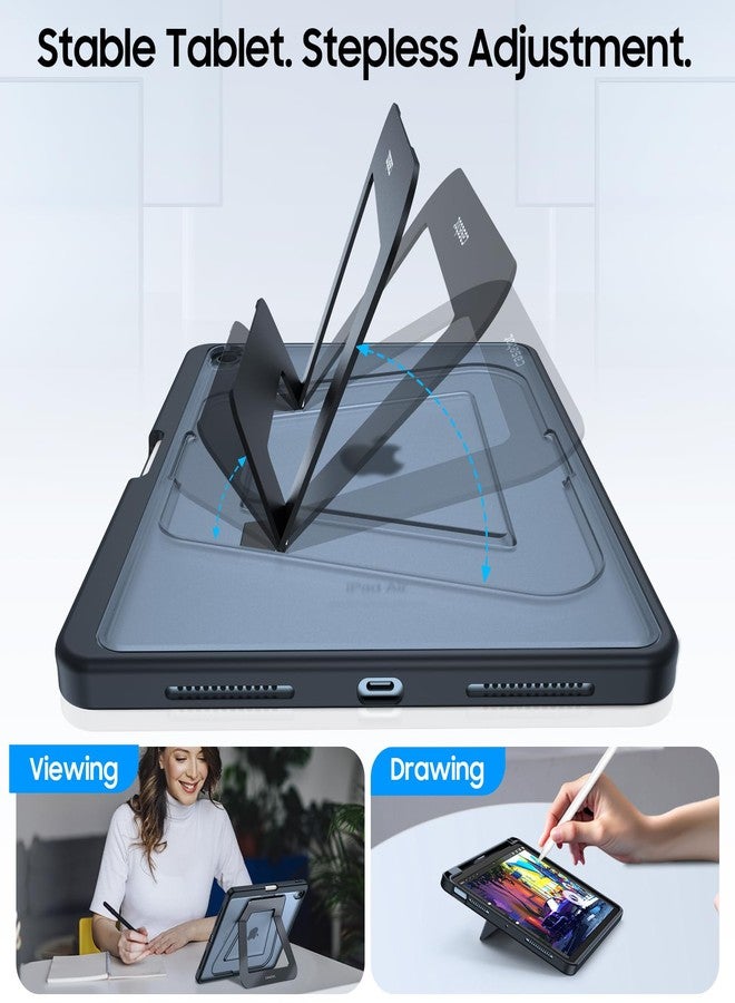 فينتي جراب Fintie المقاوم للصدمات لجهاز iPad Air مقاس 11 بوصة M3 (2025) / M2 (2024)، iPad Air 5 (2022) / الجيل الرابع (2020) مقاس 10.9 بوصة - غطاء صلب رفيع غير لامع مع حامل متعدد الزوايا وحامل قلم رصاص، أسود - Image 3