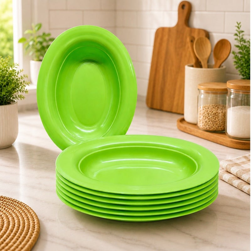 Plastic Serving Platter 6pcs Green - Image 1