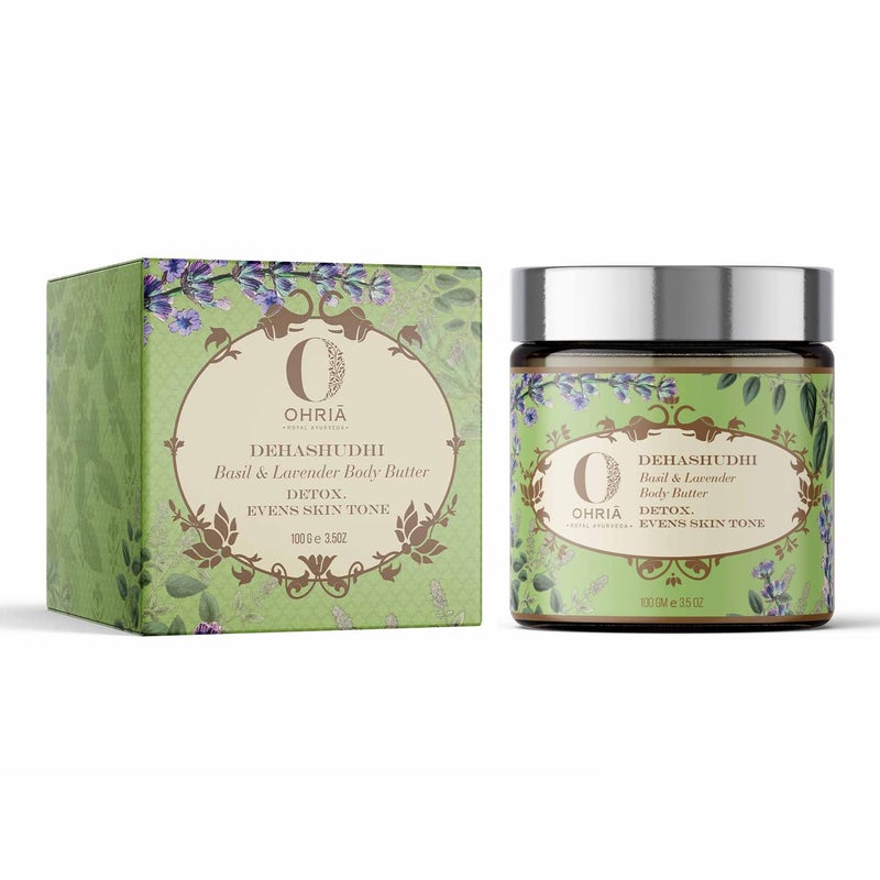 Ohria Ayurveda Dehashudhi Basil  Lavender Body Butter  Detox Hydrating and Evens Skin Tone  For All Skin Types  100g - Image 1