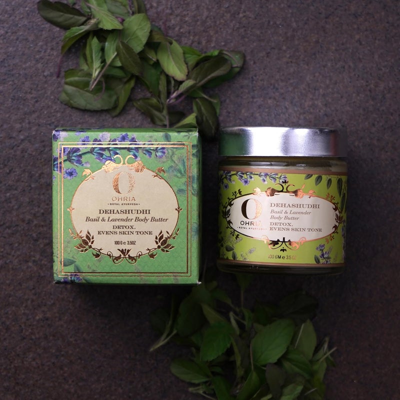 Ohria Ayurveda Dehashudhi Basil  Lavender Body Butter  Detox Hydrating and Evens Skin Tone  For All Skin Types  100g - Image 5