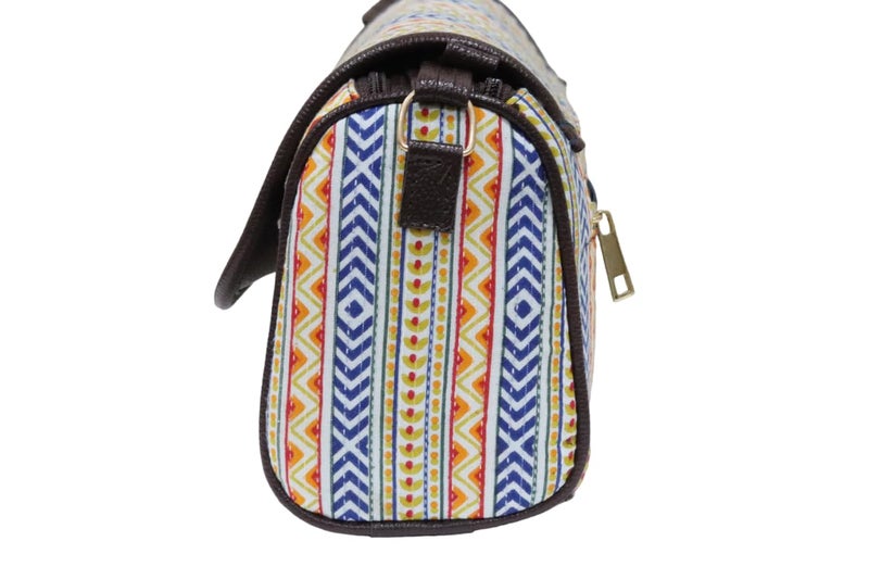 SHIVKARI Women's Ladies Ikkat Cotton Fabric Classical and Fashionable Flap Duffle Sling Bag l Multicolor - Image 3
