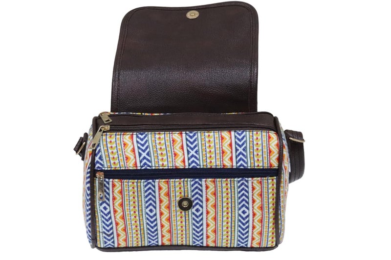 SHIVKARI Women's Ladies Ikkat Cotton Fabric Classical and Fashionable Flap Duffle Sling Bag l Multicolor - Image 5