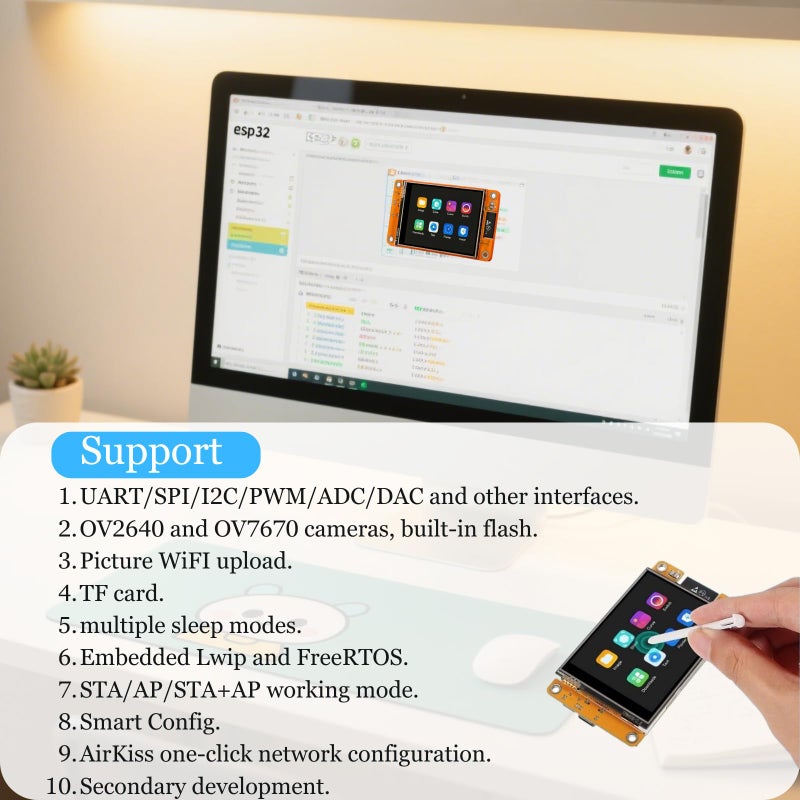 MELIFE 2PCS 2.8" inch ESP32 Display, ESP32 Module ESP32-2432S028R WiFi+BT Dual-core TFT Module ILI9341 Driver for Arduino IoT, ESP32 Development Board 240X320 Smart LCD Display Screen - Image 5