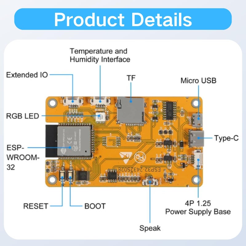 MELIFE 2PCS 2.8" inch ESP32 Display, ESP32 Module ESP32-2432S028R WiFi+BT Dual-core TFT Module ILI9341 Driver for Arduino IoT, ESP32 Development Board 240X320 Smart LCD Display Screen - Image 3