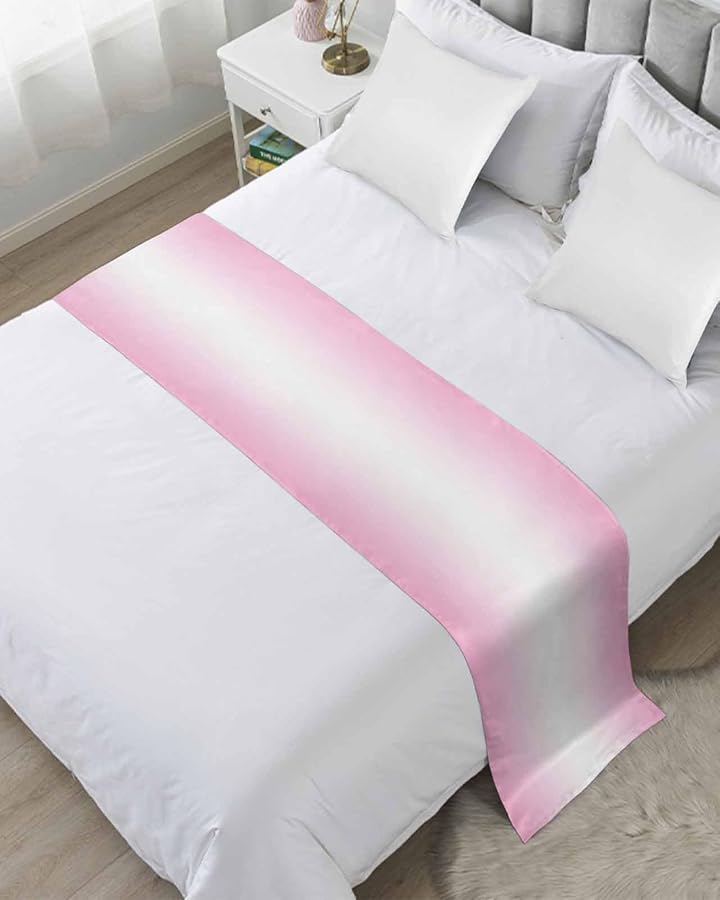 Pink Ombre Bed Runner For Queen Bed 83x20 Inch Decorative Throw Blanket - Image 1