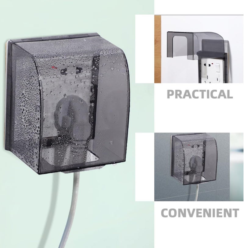 POPETPOP 2Pcs Waterproof Socket Box Protective Cover Adhesive Bathroom Outlet Receptacle Protector Water-Resist Wall Socket Case - Image 3