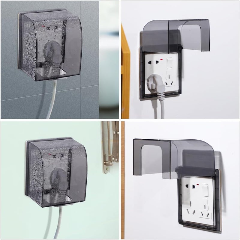 POPETPOP 2Pcs Waterproof Socket Box Protective Cover Adhesive Bathroom Outlet Receptacle Protector Water-Resist Wall Socket Case - Image 2