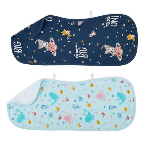 haus & kinder Haus and Kinder Soft Baby Burp Towels - Pack of 2 | Cute Burp Cloth Set | Muslin Burp Cloth Bundle | Best Baby Burp Cloths | Multi-Pack Burping Towels | Personalized Baby Burp Cloths | Navy Blue - Image 1