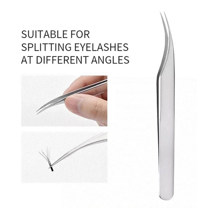 Stainless Steel Tweezers, Rotating Elastic Eyelash Extension Tweezers for Grafting (Slight Curved Tweezers) - Image 4