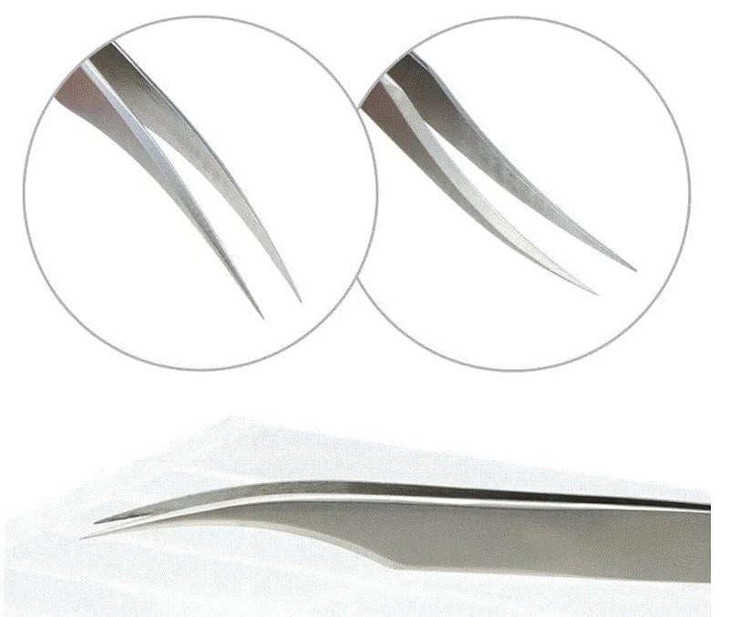 Stainless Steel Tweezers, Rotating Elastic Eyelash Extension Tweezers for Grafting (Slight Curved Tweezers) - Image 3