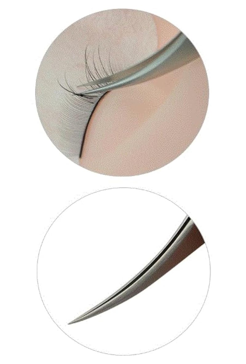 Stainless Steel Tweezers, Rotating Elastic Eyelash Extension Tweezers for Grafting (Slight Curved Tweezers) - Image 5