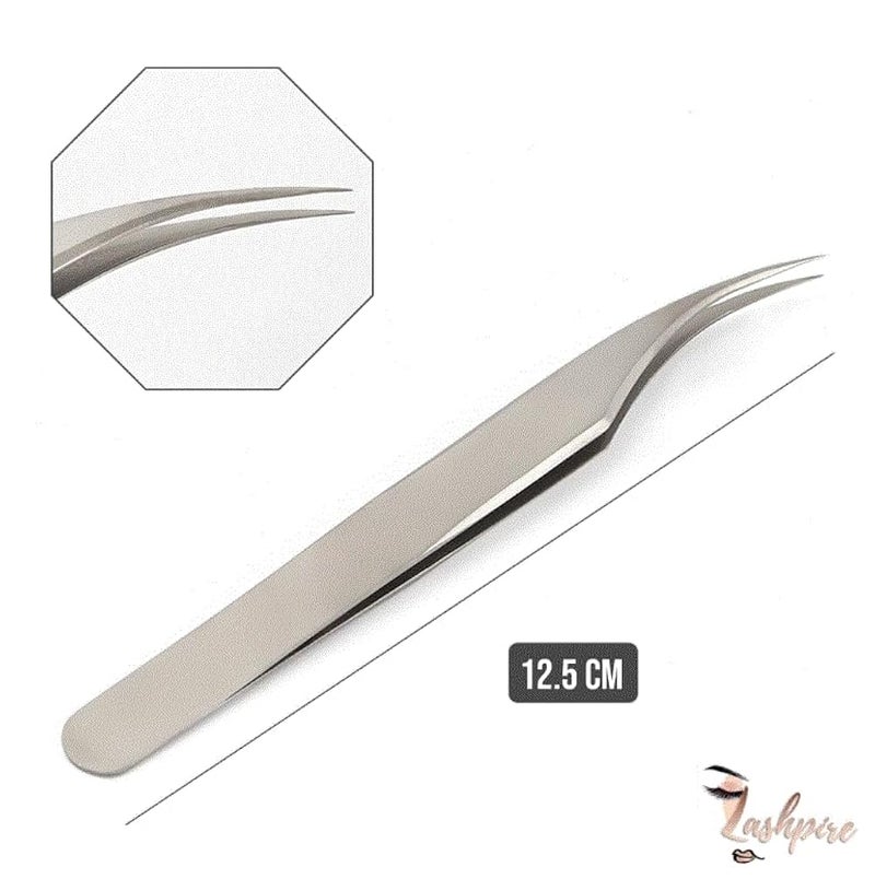 Stainless Steel Tweezers, Rotating Elastic Eyelash Extension Tweezers for Grafting (Slight Curved Tweezers) - Image 2