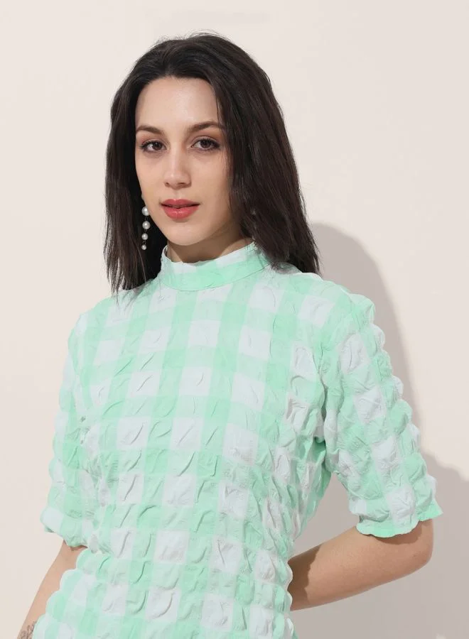 Freehand  Women Regular Fit Textured Round Neck Long Sleeve Bodycon Dress for Women | Best Price UAE