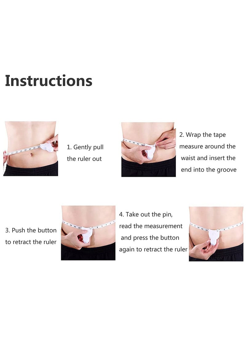 KPS KPS Measuring Tape for Body Measure with Lock Pin Push Button 150 cm Long Tap for FitnessSewingTailoring materials White Retractable inch tape Fat Measurement PACK OF 1 easy to use  - Image 3