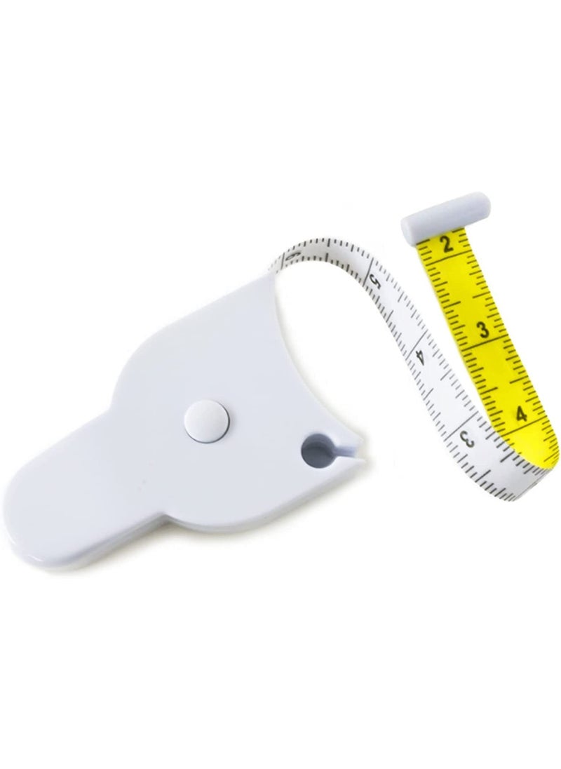 KPS KPS Measuring Tape for Body Measure with Lock Pin Push Button 150 cm Long Tap for FitnessSewingTailoring materials White Retractable inch tape Fat Measurement PACK OF 1 easy to use  - Image 4