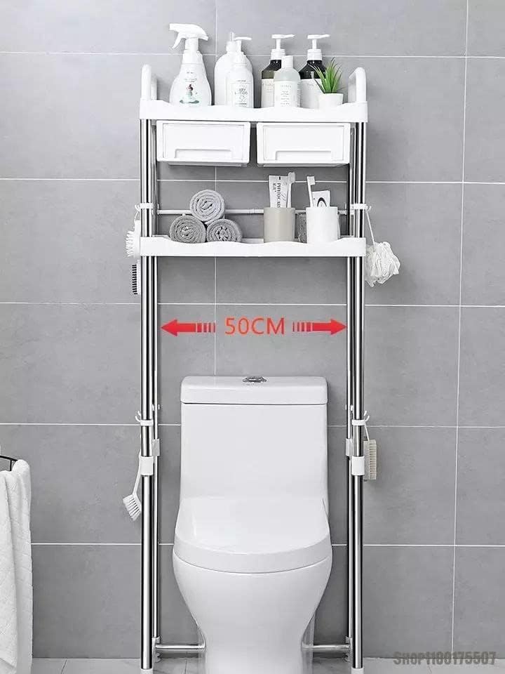 فيرست Over The Toilet Storage Rack Stand 2 Tier Shelf Toilet Washing Machine Shelf Bathroom Space Saving Organizer Shelf - Image 2