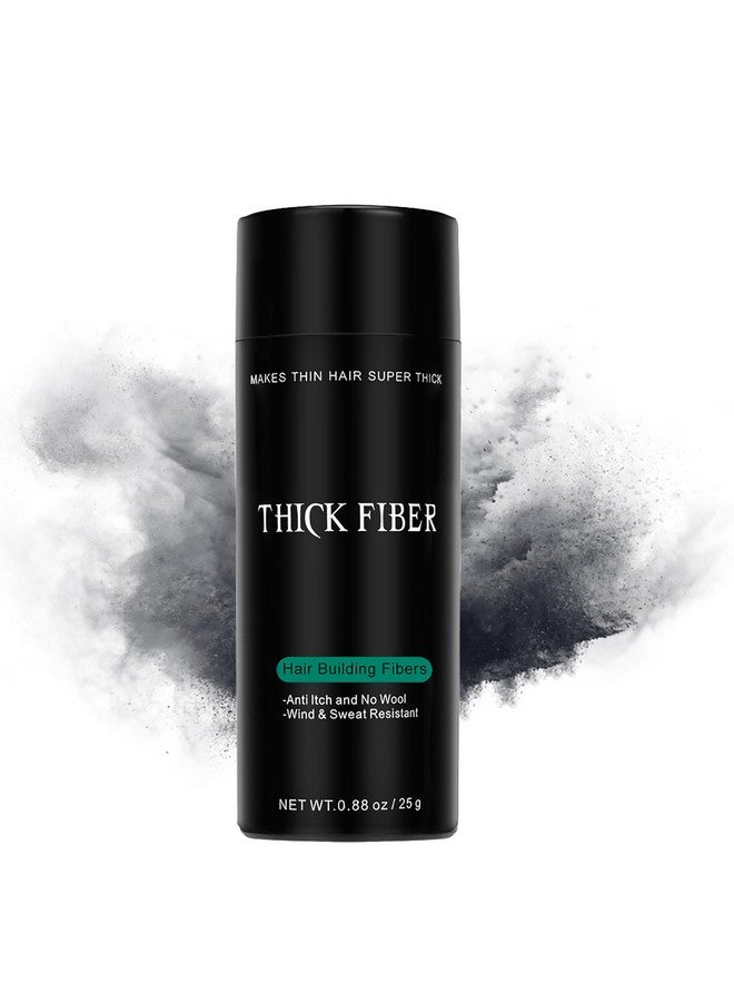 THICK FIBER Hair Fibers for Thinning Hair & Bald spots (BLACK) - 25g Bottle - Conceals Hair Loss in Seconds - Hair Powder for Women & Men - Image 1