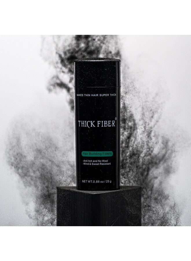 THICK FIBER Hair Fibers for Thinning Hair & Bald spots (BLACK) - 25g Bottle - Conceals Hair Loss in Seconds - Hair Powder for Women & Men - Image 2