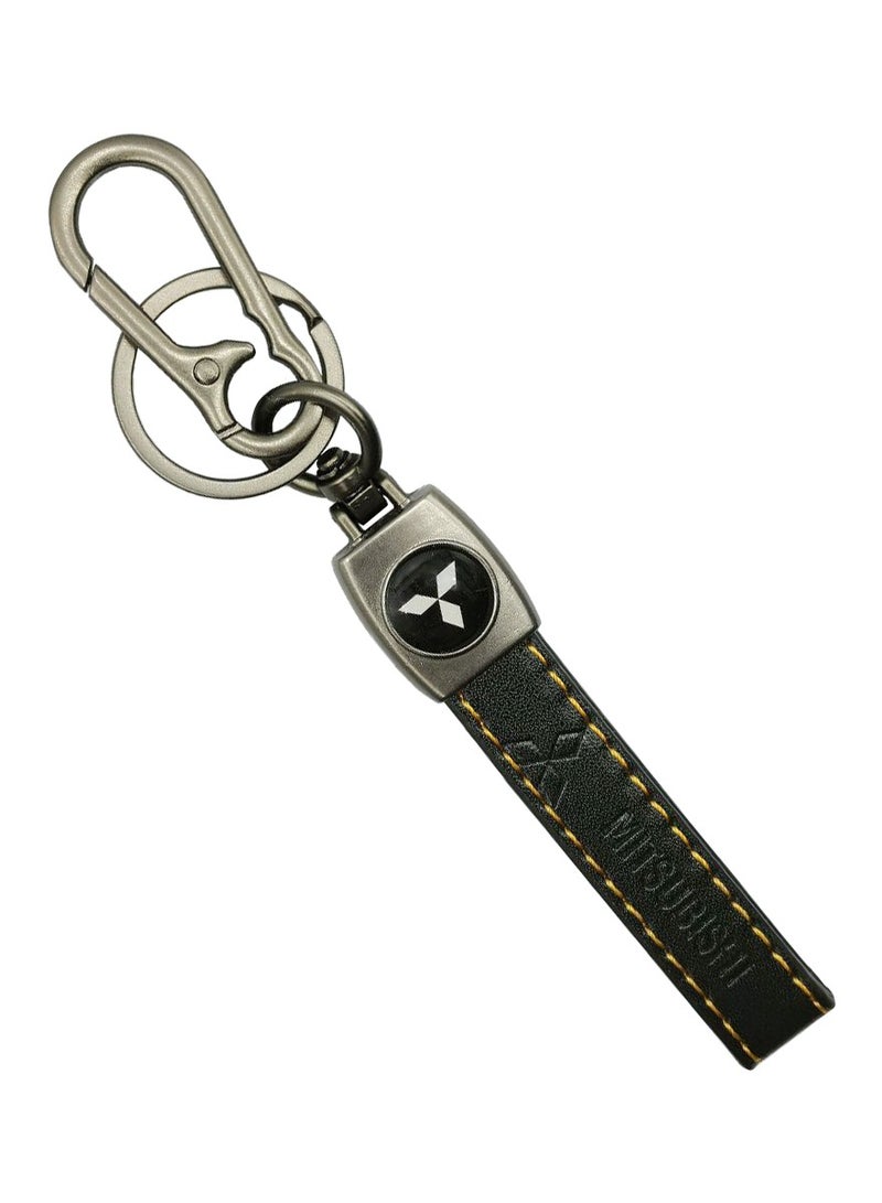 Mitsubishi Car Key Chain Super Finish Metal Ring PU Leather Strap Keychain Home Key Chain Car Keychain MITSUBISHI - 1Pcs  - Image 1