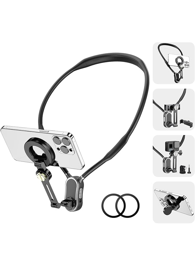 KASTWAVE Neck Phone Holder Pov/Vlog, 4 In 1 Magnetic Neck Mount For Phones With Phone Clip Chest Strap, Selfie Clip, And Tripod Stand For Iphone/Android/Gopro/Dji Cameras And All Smartphones - Image 1