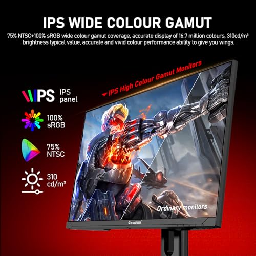 Gawfolk 27 inch 2K QHD(2560×1440) PC Screen, 180Hz Gaming Monitor, 1ms Without Bezel, FreeSync,100% sRGB, 178° Wide Viewing Angle, HDMI2.0、DisplayPort, 75 * 75MM Wall Mount Compatible - Black - Image 5