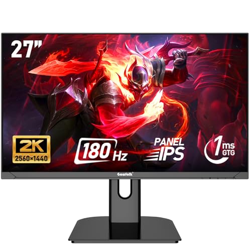 Gawfolk 27 inch 2K QHD(2560×1440) PC Screen, 180Hz Gaming Monitor, 1ms Without Bezel, FreeSync,100% sRGB, 178° Wide Viewing Angle, HDMI2.0、DisplayPort, 75 * 75MM Wall Mount Compatible - Black - Image 1