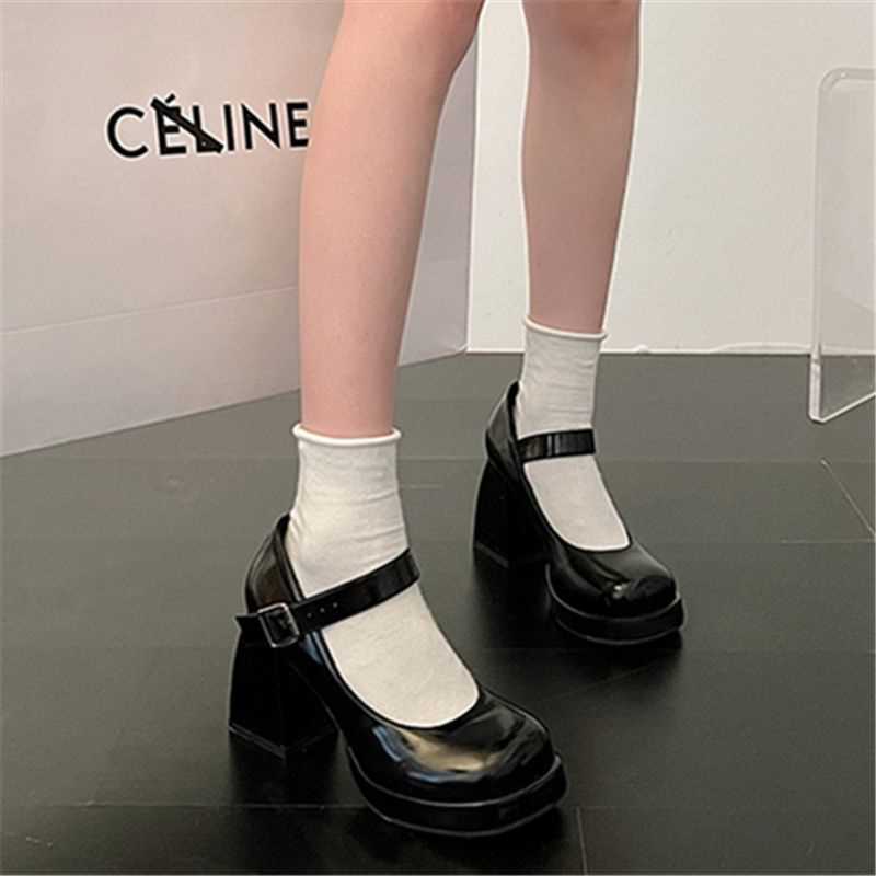 Mary Jane Shoes Thick Heel Platform Platform Thick Sole Increased Japanese Girl Patent Leather Black Elegant French High Heel Leather Shoes - Image 4