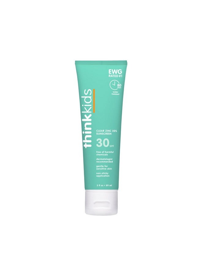 Thinkkids Mineral Sunscreen, SPF 30 Clear Zinc Oxide Sunscreen, 3 Fl Oz, Natural Reef Safe Sunscreen for Kids, Broad Spectrum UVA/UVB Sun Screen - Image 1
