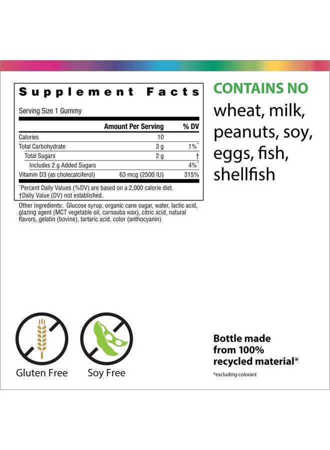 Rainbow Light Berry D-Licious 2,500 IU Vitamin D3 Gummy - Ultra Potency Vitamin D Supplement Supports Bone and Muscle Strength, Calcium Absorption, and Circulatory Health; Gluten-Free - 50 Count - Image 2