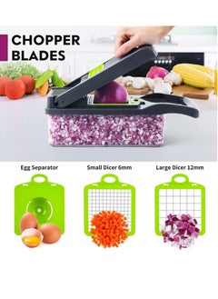 ELTRAZONE Vegetable Chopper, Pro Onion Chopper, Multifunctional 13 in 1 Food Chopper, Kitchen Vegetable Slicer Dicer Cutter, Veggie Chopper With 8 Blades  - Image 2