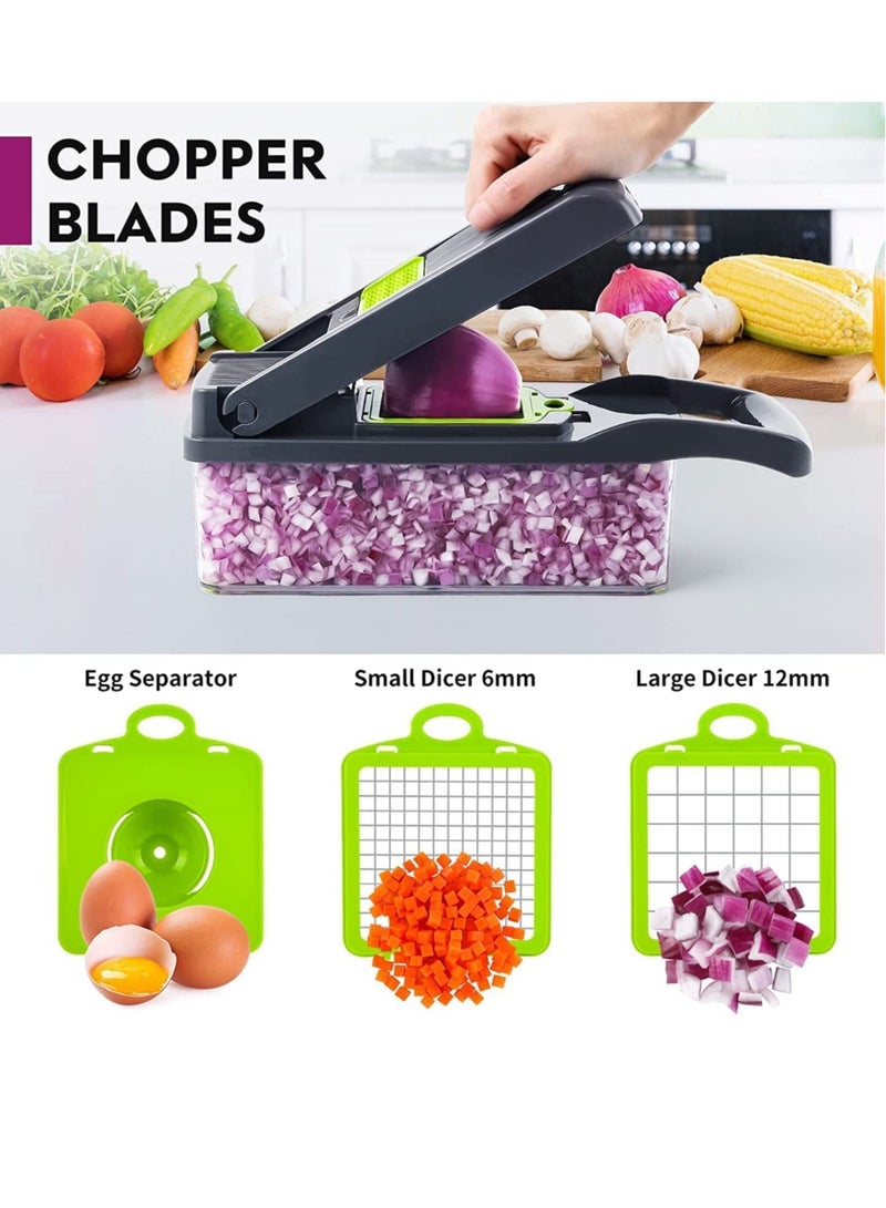 ELTRAZONE Vegetable Chopper, Pro Onion Chopper, Multifunctional 13 in 1 Food Chopper, Kitchen Vegetable Slicer Dicer Cutter, Veggie Chopper With 8 Blades - Image 2