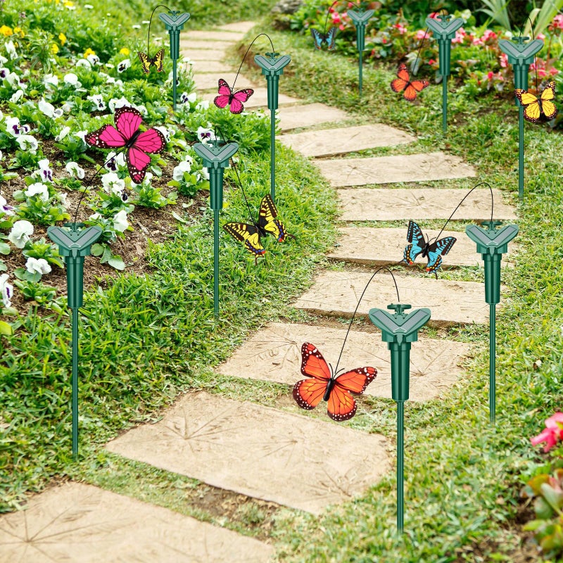 Rossesay 9 Pcs Solar Flying Moving Fluttering Waterproof Garden Stakes Decorations for Home Yard Pathway Garden Landscape Christmas Outdoor Indoor Centerpieces Gift Decorations (Butterfly) - Image 5