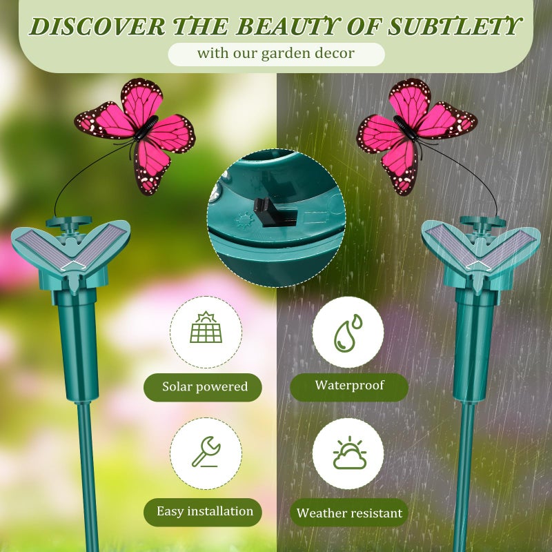 Rossesay 9 Pcs Solar Flying Moving Fluttering Waterproof Garden Stakes Decorations for Home Yard Pathway Garden Landscape Christmas Outdoor Indoor Centerpieces Gift Decorations (Butterfly) - Image 4