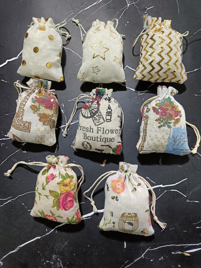 VRB Dec Tm 10Pcs Potli/Potli Bags For Return Gifting/Gifts,Small Gift Bags/Jute Potli Bags/Pouch For Gifting,Gift Bags, Diwali Return Gift, Women Handbag Shagun Pouch, Candy Bags (Color 10),Multicolor - Image 3