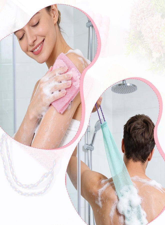 WJIAAA 3 Pieces African Net Sponge with Handles, Back Scrubber for Shower Exfoliating, Stretchable Authentic African Exfoliating Net Sponge Back Scrubber, Body Wash Nets Sponges for Bath - Image 2