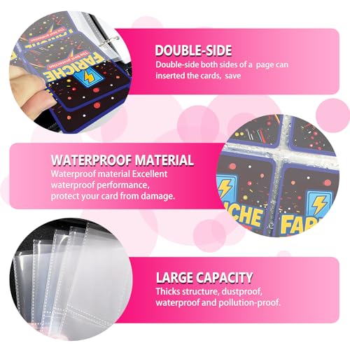 FARICHE Trading Card Binder for TCG Cards, 9-Pocket Portable Card Collector Ablum Holder Book Fits 900 Cards with 50 Removable Sleeve, Waterproof Card Binder Display Storage Carrying Cases for TCG-Purple - Image 3