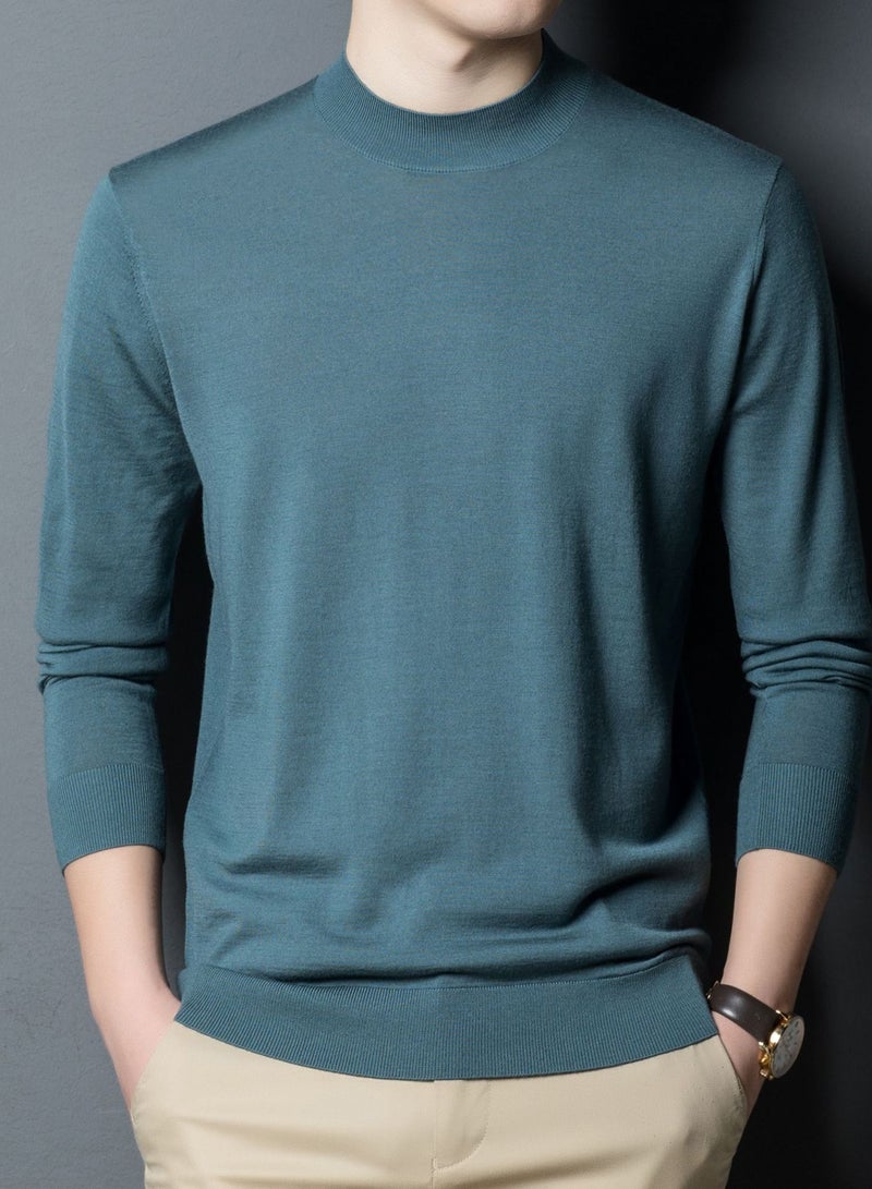 Loquat Men's Winter Fashion Simple Solid Color Crew-neck Sweater