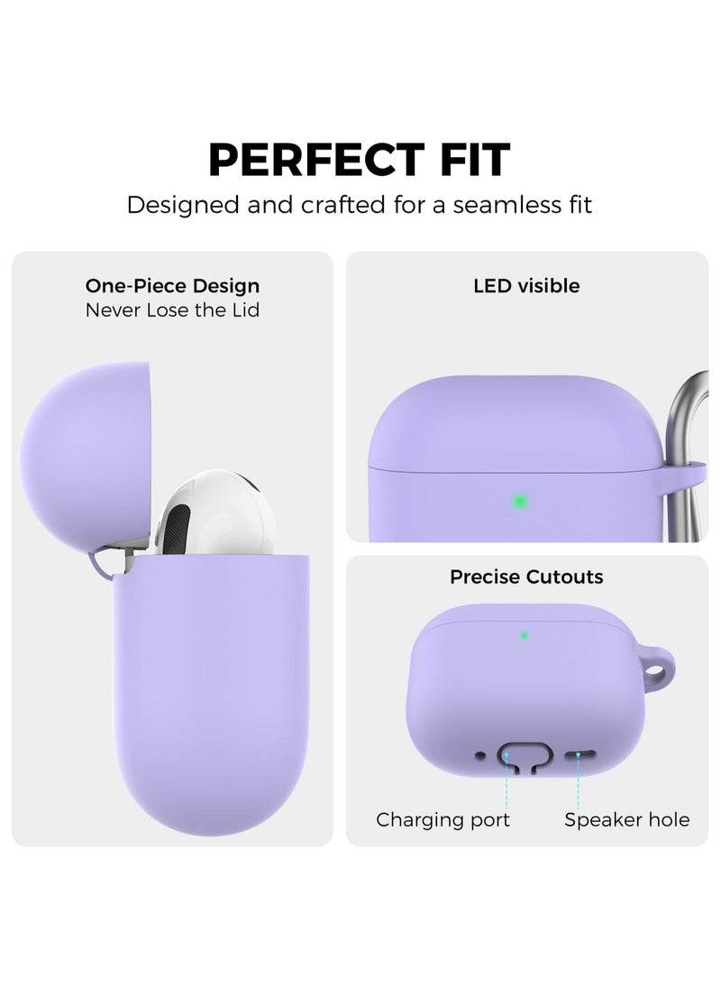 Silicone Case For AirPods 4 (2024), Anti-Shock, Anti-Drop, Anti-Dust, Visible LED Light, Protective Cover with Keychain and Compatible With AirPods 4th Generation 2024 (Lavender)