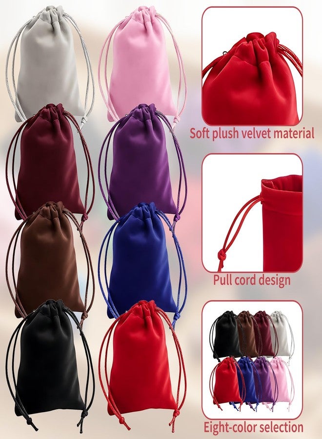 LUSTRIB 8Pcs 8 Colors Velvet Drawstring Pouches, 7x9cm (2.75"x3.5") Small Velvet Gift Bags for Jewelry Candy Dice Gifts, Wedding Party Christmas Favors, Premium Velvets Gift Bags for Crystal Tarot Rune - Image 3