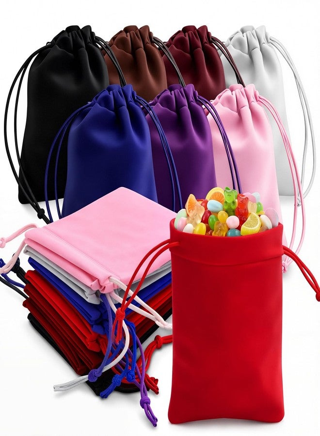 LUSTRIB 8Pcs 8 Colors Velvet Drawstring Pouches, 7x9cm (2.75"x3.5") Small Velvet Gift Bags for Jewelry Candy Dice Gifts, Wedding Party Christmas Favors, Premium Velvets Gift Bags for Crystal Tarot Rune - Image 1