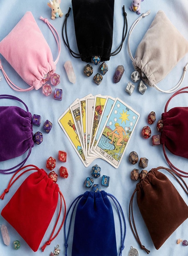 LUSTRIB 8Pcs 8 Colors Velvet Drawstring Pouches, 7x9cm (2.75"x3.5") Small Velvet Gift Bags for Jewelry Candy Dice Gifts, Wedding Party Christmas Favors, Premium Velvets Gift Bags for Crystal Tarot Rune - Image 5