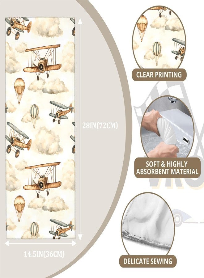 MIEPOS Vintage Airplane 2 Piece Hand Towels,Hot Air Balloon and Cloud Towel Set,14.5x28in Absorbent Dish Handtowels,Soft,Polyester,Functional Decorative Handtowel for Bathroom,Home Use,Bath,Gifts - Image 3