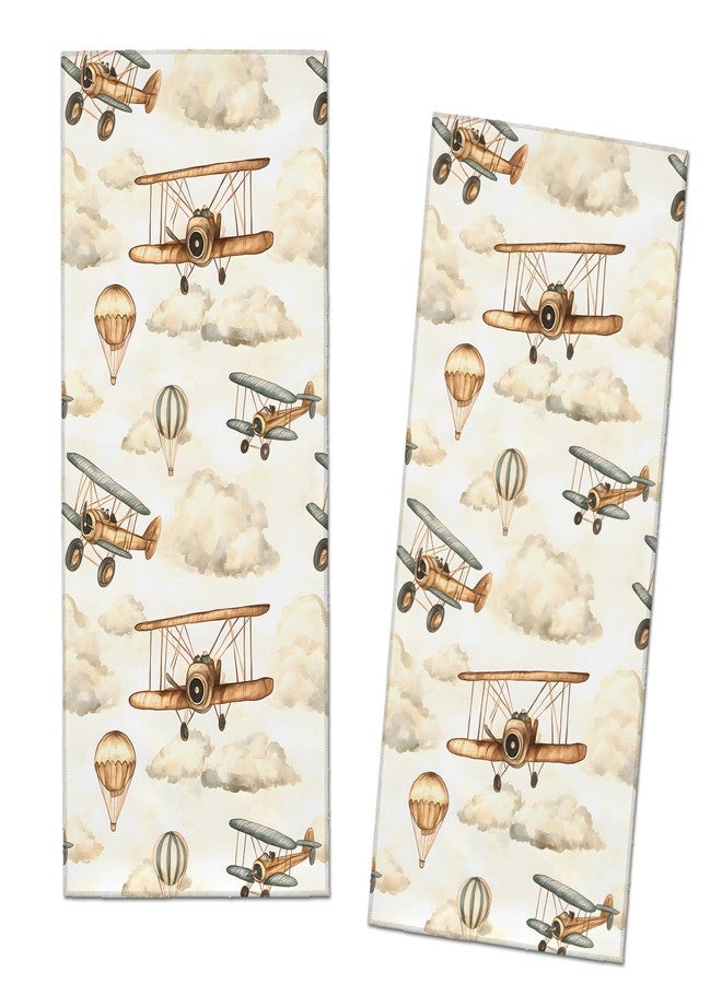 MIEPOS Vintage Airplane 2 Piece Hand Towels,Hot Air Balloon and Cloud Towel Set,14.5x28in Absorbent Dish Handtowels,Soft,Polyester,Functional Decorative Handtowel for Bathroom,Home Use,Bath,Gifts - Image 1